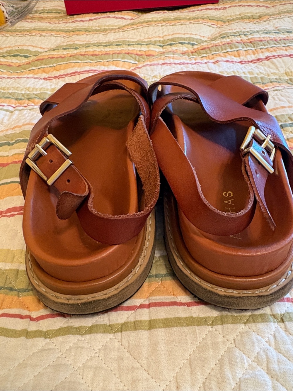 Alohas Women's Leather Cross-Strap Sandals in Brown 39 - Picture 5 of 7